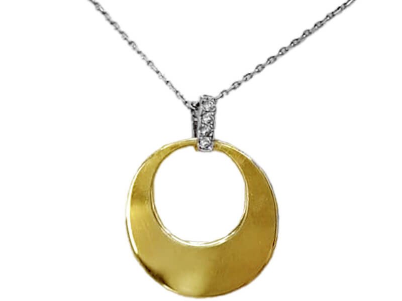 Srebrny naszyjnik 925 eleganckie pozłacane kółko z cyrkoniami