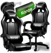 Fotele gamingowe - FOTEL GAMINGOWY BIUROWY OBROTOWY CZARNY KANZA - miniaturka - grafika 1