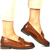 Mokasyny damskie - DAMSKIE MOKASYNY PÓŁBUTY NA PŁASKIEJ PODESZWIE POTOCKI 19312 BRĄZOWE - miniaturka - grafika 1