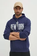 Bluzy męskie - Nike bluza New York Yankees męska kolor niebieski z kapturem z nadrukiem - miniaturka - grafika 1