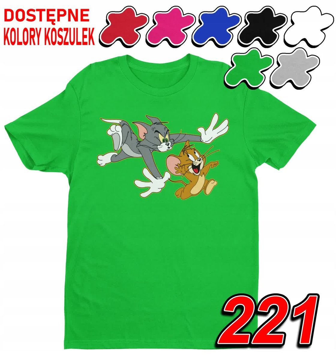 Dziecięca Koszulka T-Shirt Z Nadrukiem Rom Jerry Kot Myszka -M 134-140