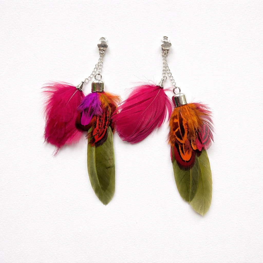 klipsy długie lekkie pióra