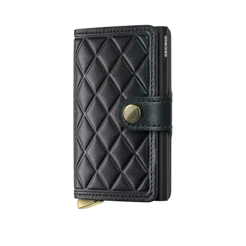 Portfel Secrid Miniwallet Emboss Diamond czarny skóra europejska z RFID i NFC