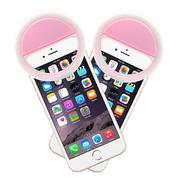 Latarki - El Contente Selfie Ring Light Led Clip do telefonu komórkowego Przenośna latarka selfie Makeup Mirror Różowy - miniaturka - grafika 1