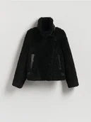 Płaszcze damskie - Reserved - Kurtka z imitacji baranka - czarny - miniaturka - grafika 1