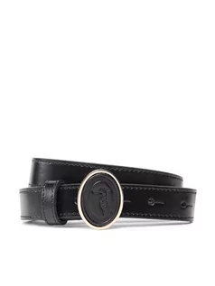 Paski - Trussardi Pasek Damski Belt H2,5 Oval 75L00157 Czarny - grafika 1