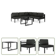 Meble ogrodowe - The Living Store 6-cz. zestaw wypoczynkowy - poduszki - aluminium - antracyt - Komplet Ogrodowy - miniaturka - grafika 1
