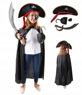 STRÓJ KOSTIUM PIRATA KORSARZA DLA DZIECI 5 ELEMENTÓW HAK KAPELUSZ SZABLA - Moda i Uroda OUTLET - miniaturka - grafika 1