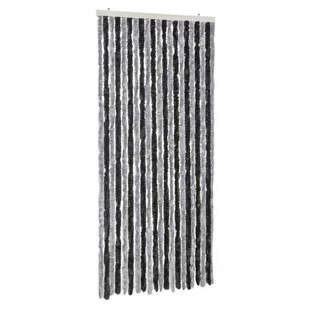 vidaXL Szenilowa zasłona muchowa szaro-czarna 90x220 cm - Zasłony - miniaturka - grafika 1
