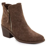 Botki damskie - Botki damskie perforowane na obcasie brązowe S.Barski HY52-538 - miniaturka - grafika 1