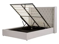 Łóżka - Łóżko z pojemnikiem welurowe 140 x 200 cm jasnoszare LUBBON - miniaturka - grafika 1