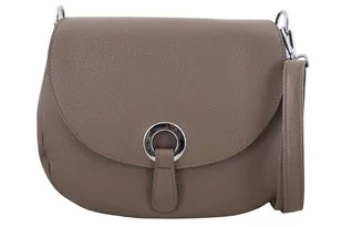 Duża torebka listonoszka ze skóry - Beżowa ciemna - Torebki damskie - miniaturka - grafika 1