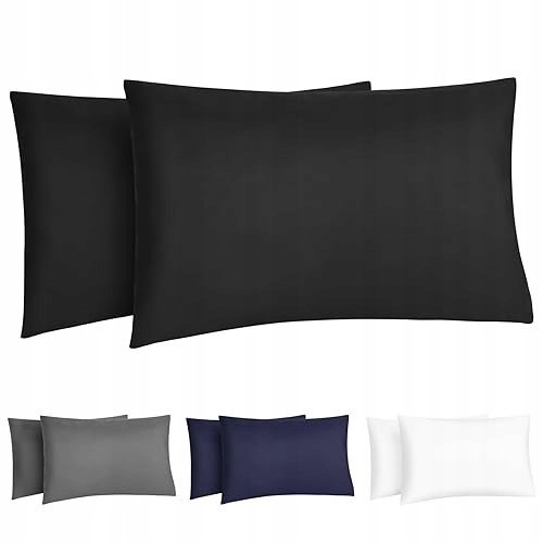 POSZEWKI NA PODUSZKI 40X60 CM MIKROFIBRA Z GUMKĄ 2 SZTUKI CZARNE do domu