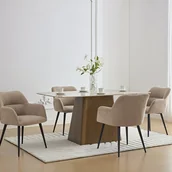 Krzesła - Zestaw 2 krzeseł HEKA – z podłokietnikami – tkanina i metal – kolor beżowy - miniaturka - grafika 1