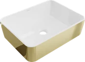 Umywalki - Mexen Catia umywalka nablatowa 48 x 37 cm, biała/złota - 21314806 - miniaturka - grafika 1