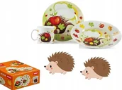 Zestawy naczyń dla dzieci - CERAMICZNY ZESTAW DLA DZIECI OBIADOWY śniadaniowy talerzyki jeżyk zastawa - miniaturka - grafika 1