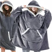 Bluzy damskie - BLUZA KOC OVERSIZE CIEPŁA GRUBA 2W1 XXL KOCOBLUZA FUTRZAK SZLAFROK DUŻA - miniaturka - grafika 1