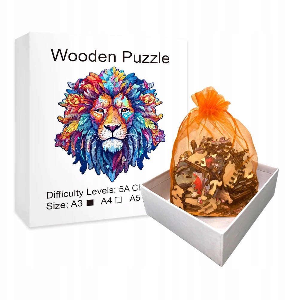 Puzzle Drewniane Wooden A3 dla dzieci i dorosłych 180 el. Lew