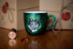 Kubek ręcznie malowany - Srebrny Wilk - Kubki - miniaturka - grafika 1