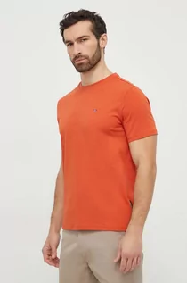 Koszulki męskie - Napapijri t-shirt bawełniany męski kolor pomarańczowy gładki - grafika 1