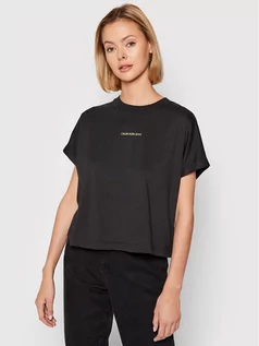 Koszulki i topy damskie - Calvin Klein Jeans T-Shirt J20J216247 Czarny Oversize - grafika 1