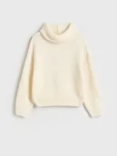 Swetry dla dziewczynek - Reserved - Sweter z szerokim golfem - złamana biel - miniaturka - grafika 1