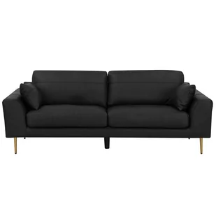Beliani 3-osobowa sofa skórzana czarna TORGET - Sofy i kanapy - miniaturka - grafika 1