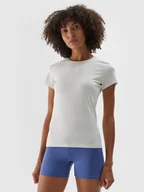Koszulki sportowe damskie - Damska koszulka treningowa 4F 4FWAW24TFTSF1011 - biała - miniaturka - grafika 1