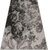 Dywany - DYWAN SZNURKOWY SIZAL FLOORLUX 20491 KWIATY srebrny / czarny beżowy 160x230 cm - miniaturka - grafika 1