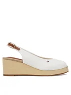 Espadryle damskie - Tommy Hilfiger Espadryle Flag Mid Wedge Espad Slingback FW0FW08595 Biały - miniaturka - grafika 1