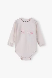Różowe body z długim rękawem - różowe z królikami - Body dla niemowląt - miniaturka - grafika 1