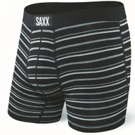 Majtki męskie - Bokserki męskie szybkoschnące SAXX VIBE Boxer Brief w szare paski - czarne - miniaturka - grafika 1
