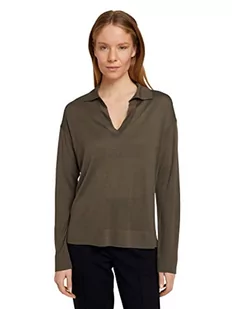TOM TAILOR mine to five Damski Sweter z kołnierzem polo 1030400, 18123 - Tarmac Khaki, M - Swetry damskie - miniaturka - grafika 1