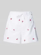 Spodenki damskie - Szorty o kroju relaxed fit z czystej bawełny z haftami model ‘GRACE’ - miniaturka - grafika 1