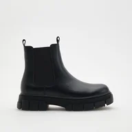 Buty sportowe męskie - Reserved - Skórzane botki za kostkę - Czarny - miniaturka - grafika 1