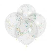 Konfetti Balon UQ 12"""" z kolorowym transparentny, 6 szt. - Pozostałe akcesoria świąteczne - miniaturka - grafika 2