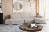 Narożniki - Designerski Narożnik, Sofa w kształcie litery L MODENA, tkanina Poso Beżowy Prawy - miniaturka - grafika 1