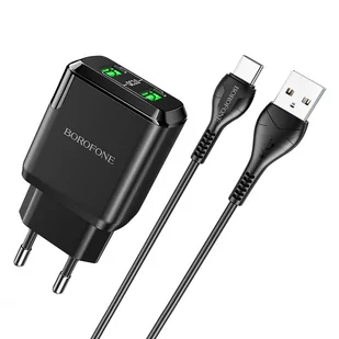 ładowarka sieciowa Borofone DBN6 Charmer 2xUSB QC 3.0 3A Typ-C czarne do SAMSUNG ZV50 - Ładowarki do telefonów - miniaturka - grafika 1