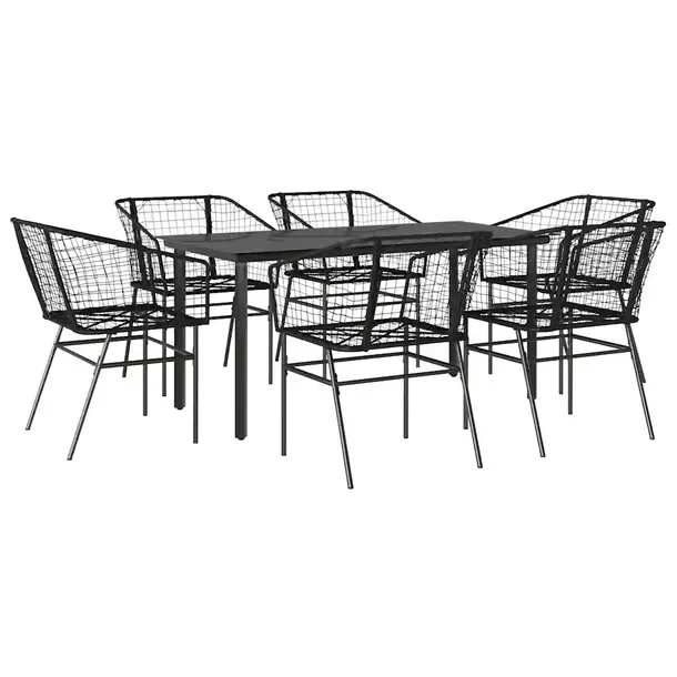 Zestaw mebli ogrodowych czarny rattan PE, stół 160x80x74 cm, krzesła 62x