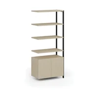 Inne meble biurowe - Przystawka do ścianki półkowej HOME OFFICE z szafką z drzwiczkami, czarna/brzoza - miniaturka - grafika 1