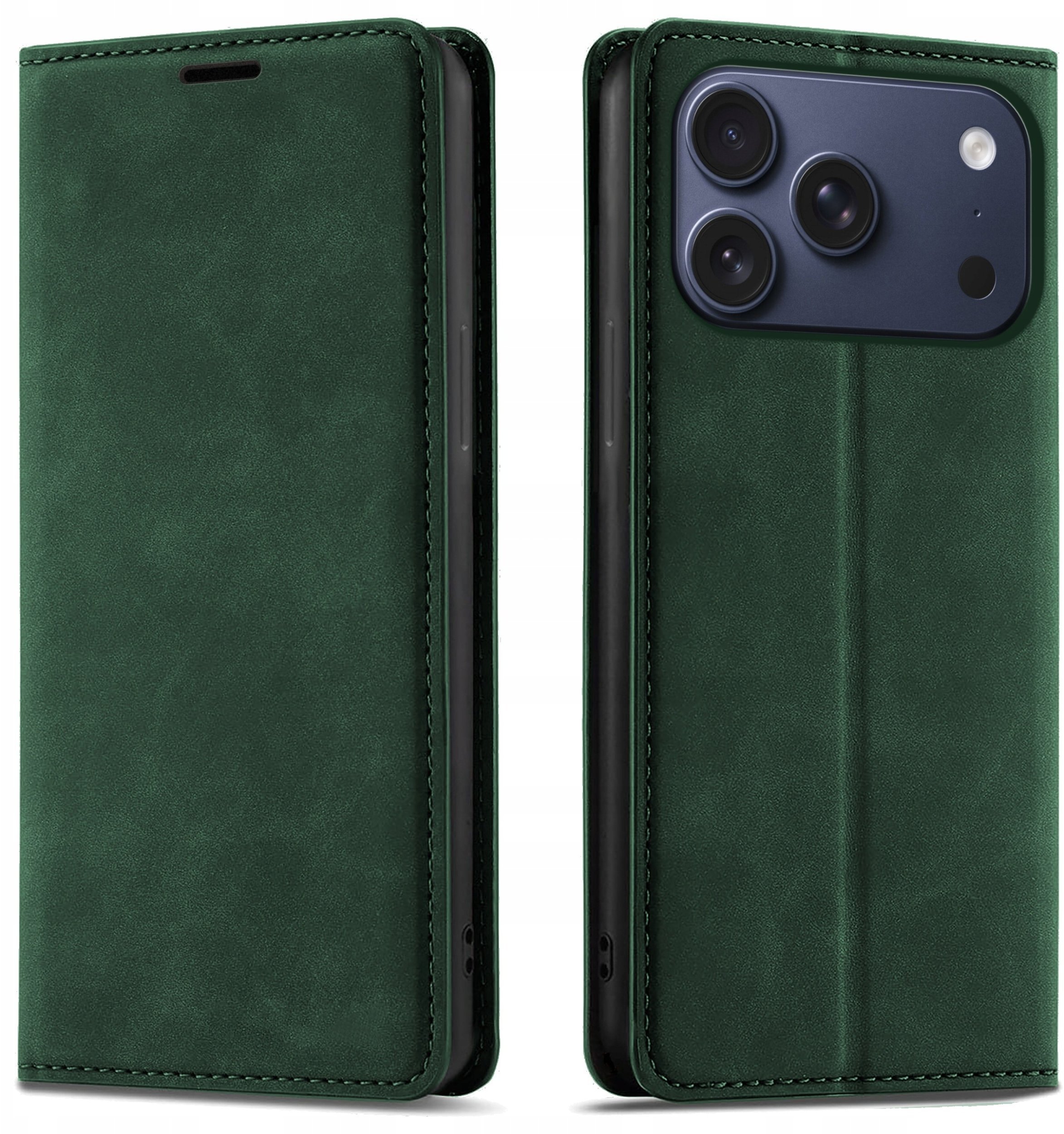 krainaGSM Etui Z Klapką Do Iphone 17 Pro 18 Pro Zamykane Magnetyczne Skórzane Szkło