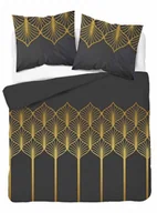 Pościel - Pościel satynowa 140x200 5225a czarna złote dodatki - miniaturka - grafika 1
