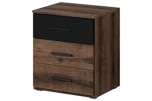 Stolik nocny z trzema szufladami Beta 22 - dąb monastery / czarny - Szafki nocne - miniaturka - grafika 1
