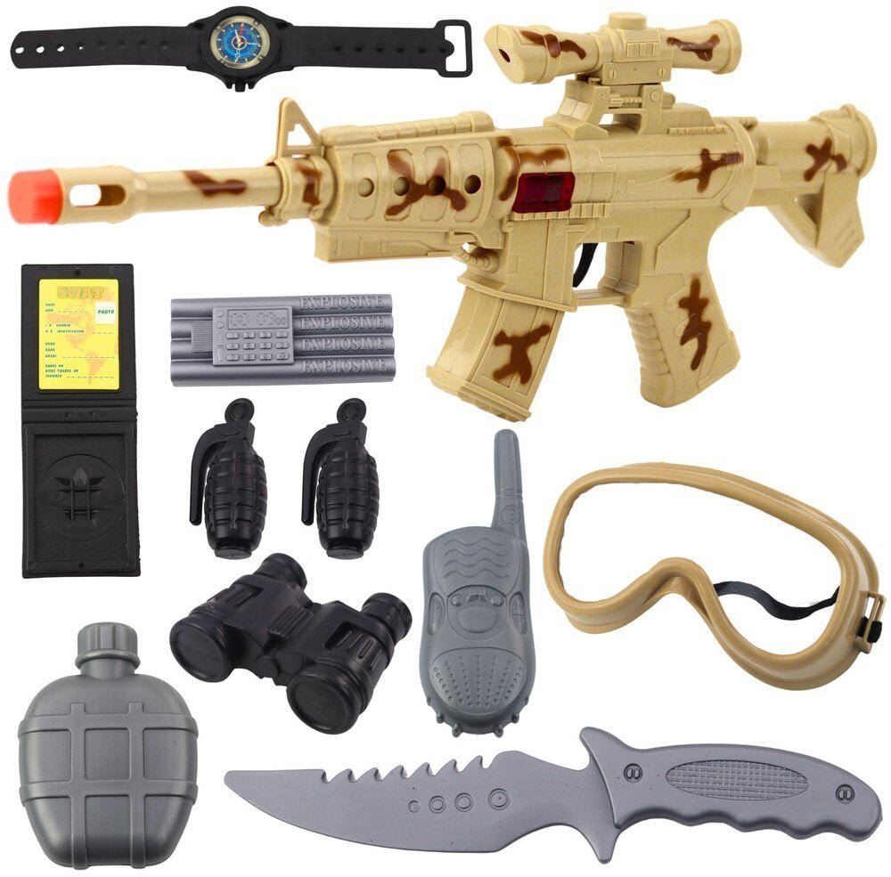 Zestaw Karabin Wojskowy Z Karabinem Akcesoria Dźwięk Strzału Piaskowy