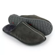 Kapcie męskie - Kapcie Męskie skórzane szare wełniane r.44 - miniaturka - grafika 1