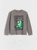 Bluzki dla chłopców - Reserved - Longsleeve Among Us - ciemnoszary - miniaturka - grafika 1
