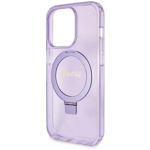 Etui Guess GUHMP14XHRSGSU Apple iPhone 14 Pro Max hardcase Ring Stand Script Glitter MagSafe fioletowy/purple - Etui i futerały do telefonów - miniaturka - grafika 7