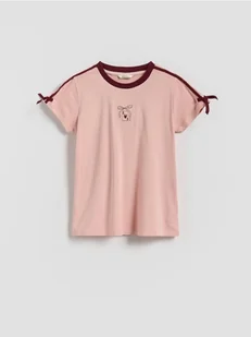 Reserved - T-shirt z lampasami - różowy - Koszulki dla dziewczynek - miniaturka - grafika 1