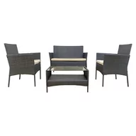 Meble ogrodowe - Rebecca Mobili Zestaw mebli ogrodowych do salonu z poduszkami szary stalowy polirattan - miniaturka - grafika 1