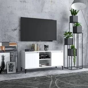 Szafka pod TV z metalowymi nogami biała 103,5x35x50 cm - Szafki RTV - miniaturka - grafika 1